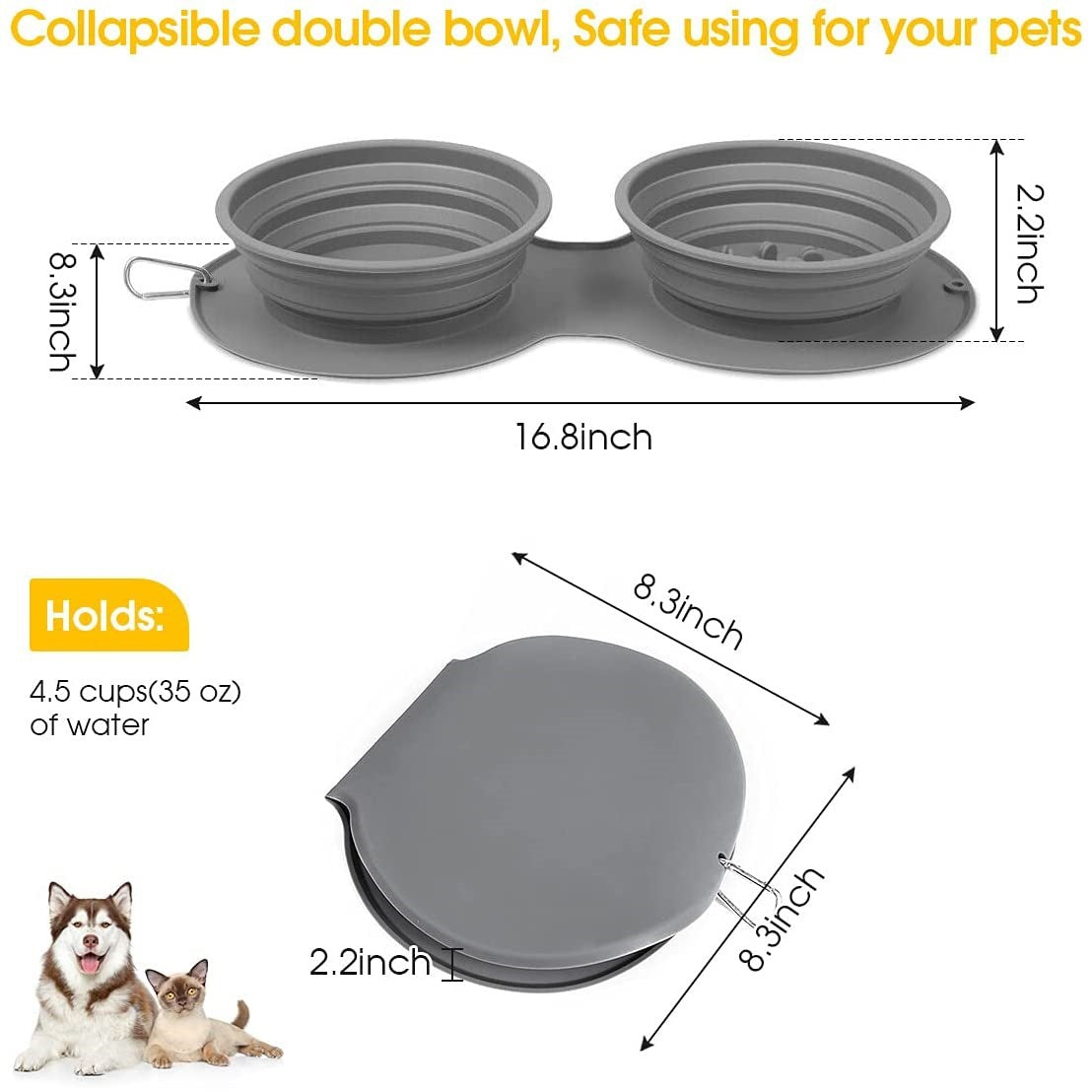 Silicone Foldable Slow Feeding Pet Bowl - Travel Functional Trendify