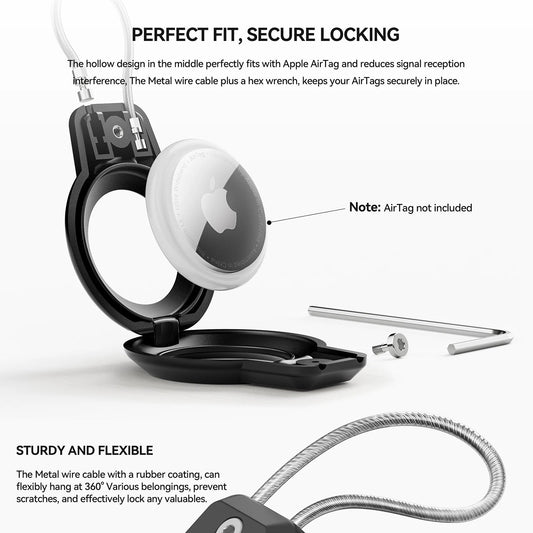 For Apple AirTag Case AirTags Keychain Holder with Wire Cable 360degrees Protective for Luggage Backpack Keys Pets AirTag Holder Minisopuru Official Store